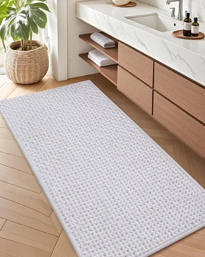 Vista 12 de Color&Geometry Tapete de baño con parte trasera de goma de 24 x 16 pulgadas, antideslizante, lavable a máquina, alfombra bohemia de felpilla suave