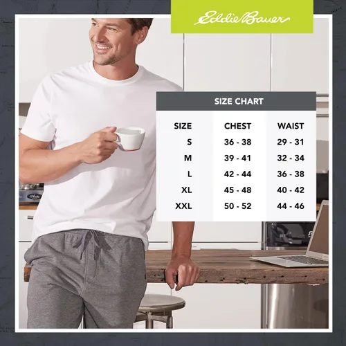 Vista 6 de Eddie Bauer Conjunto de pijama para hombre 4 piezas pantalones deportivos y pantalones cortos de descanso pijama 100 algodón para hombre S-XXL