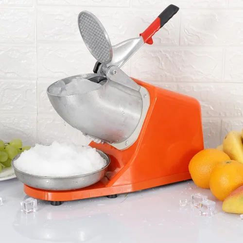 Vista 3 de HomGarden Máquina de afeitar eléctrica de hielo de 143 libras, máquina de afeitar de acero inoxidable, trituradora de hielo afeitado para uso Naranja