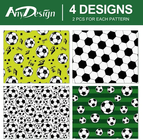 Vista 3 de AnyDesign Papel de regalo de fútbol, papel de regalo con temática de fútbol, blanco, negro, verde, papel de arte de fútbol a granel plegado plano