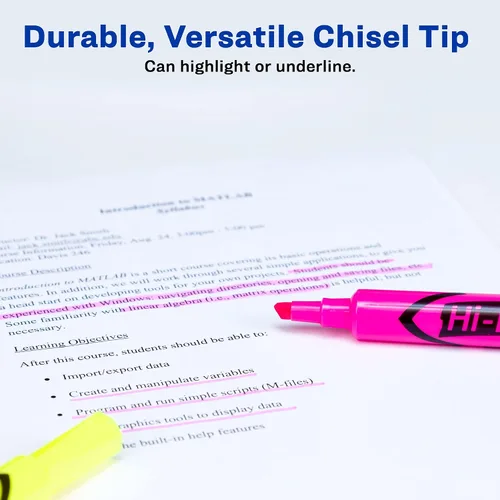 Vista 3 de Avery Hi-Liter, estilo de escritorio, punta de cincel, 24 resaltadores rosa y amarillo, paquete de 2, 48 en total (31448)