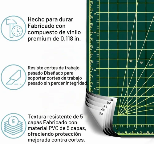 Vista 3 de Adir Professional - Alfombrilla de corte curativa auto-reversible, 18 x 24 pulgadas, verde/negro