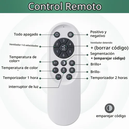 Vista 7 de Ventilador de techo de perfil bajo con control remoto y aplicación, motor silencioso y luz LED regulable, ventilador de techo de montaje empotrado