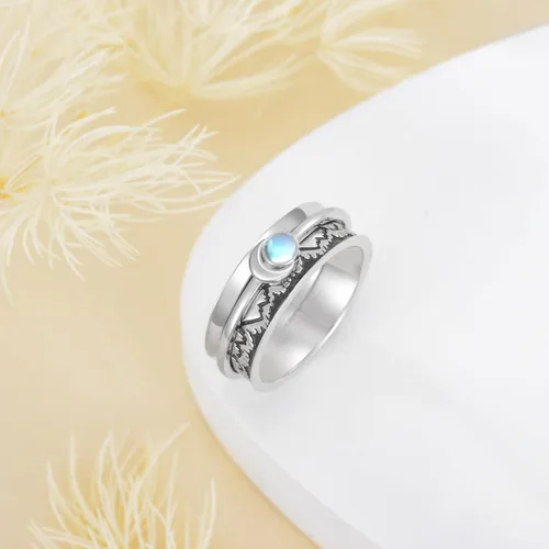 Vista 5 de POPLYKE Anillos giratorios giratorios de plata de ley para mujer, para aliviar el estrés, regalo
