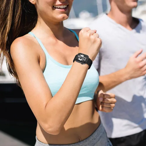 Vista 2 de Silicone Braided Solo Loop Compatible with Apple Watch Band 38mm 40mm 41mm 42mm 44mm 45mm 46mm 49mm, Stretchy Elastic Sport Strap Compatible for