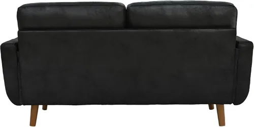 Vista 7 de 65 inch Wide Loveseat Sofa, Mid Century Modern Small Room Couch with Solid Wood Legs Button Tufted Upholstered Sofa for Living Room Bedroom (Black)