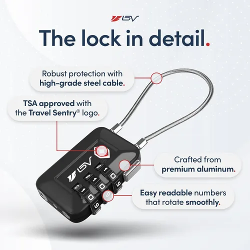 Vista 7 de Cerradura de viaje de equipaje aprobada por la TSA, cerradura de combinación para armario de gimnasio escolar, cerraduras de equipaje de maleta