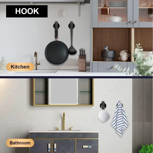 Vista 6 de szhdxsy - Juego de 6 accesorios de baño negro mate, soporte para toallas de acero inoxidable SUS 304 montado en la pared, incluye toallero de 16