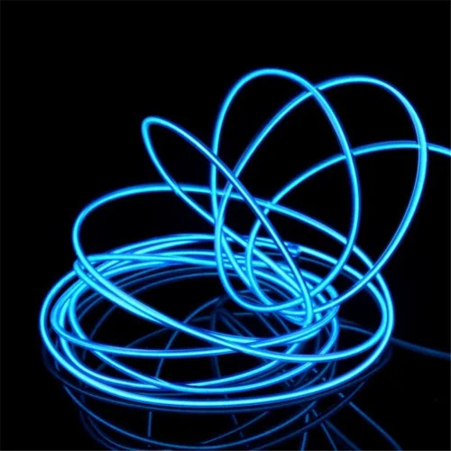 Vista 8 de JIGUOOR - Tira de luces de neón brillantes con cable EL y paquete de baterías, de 9.8 pies, 360 ° de iluminación, para bricolaje, festivales, Azul