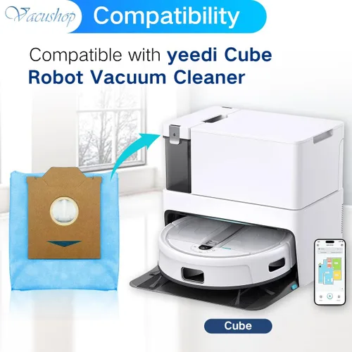 Vista 5 de Reemplazo de bolsa de polvo para robot limpiador Yeedi Cube CC Accesorios 6 Bolsa de polvo