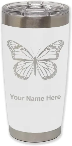 Vista 29 de LaserGram Vaso aislado al vacío de 20 onzas, mariposa monarca, grabado personalizado incluido (negro)