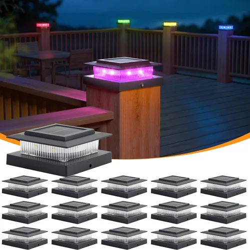 Vista 8 de APONUO - Paquete de 12 luces solares para postes que cambian de color Blanco