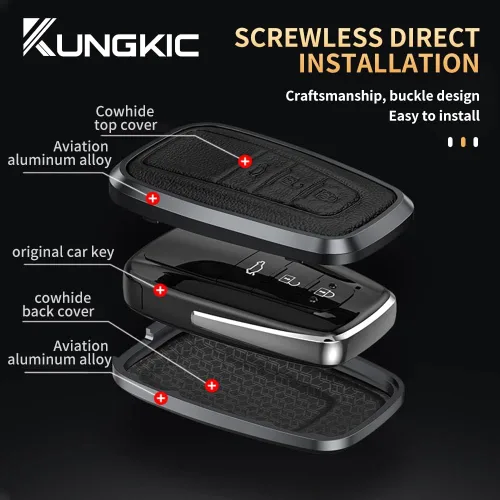 Vista 5 de KUNGKIC Funda para llavero inteligente de coche para la serie Toyota, Azul