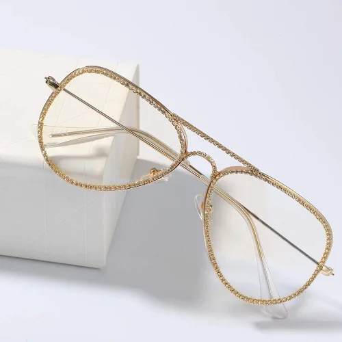Vista 2 de Moca Jewelry - Gafas de hip hop con diamantes de imitación de diamantes de imitación con marco de metal de cristal para hombres y mujeres