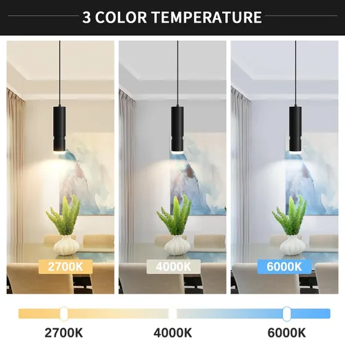 Vista 2 de OKELI Luz Colgante, Luminaria de Luces Colgantes Negras Modernas, Iluminación Colgante LED Única de 3-CCT para Isla de Cocina, 20W