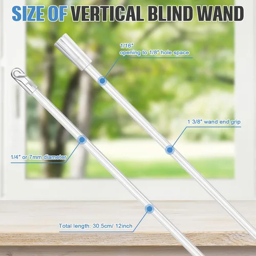 Vista 2 de 2 piezas de repuesto para persianas verticales con gancho y agarre transparente para ventana (plástico, 12 pulgadas)