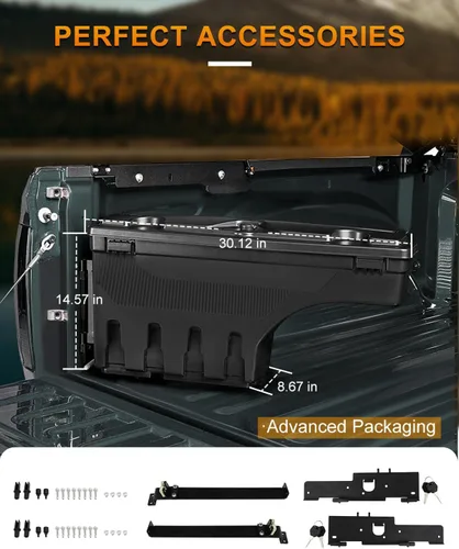 Vista 5 de ROADFAR Caja de almacenamiento de repuesto para caja de camioneta del lado izquierdo del conductor y del lado derecho del pasajero para Jeep