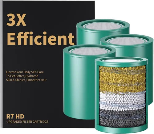 Vista 9 de R7 HD - Paquete de 1 Cartucho de Repuesto Universal de Filtro de Ducha de 33 Etapas - Purificador de Agua Dura que Elimina Cloro, Metales Pesados