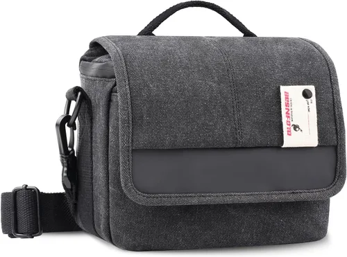 Vista 7 de Besnfoto Bolsa de cámara pequeña sin espejo, bolsa de hombro para cámara impermeable, bonita bolsa de mensajero compacta para mujeres y hombres