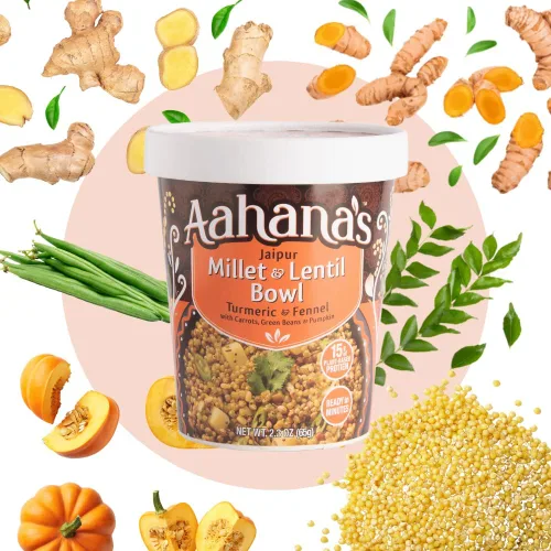 Vista 3 de Aahana's Bombay Masala - Tazón de arroz y lentejas Jaipur con mijo y lentejas, comida vegana, sin gluten, comidas a base de plantas, comidas indias