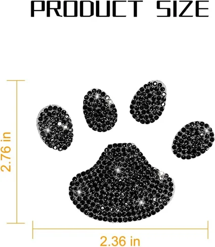 Vista 2 de 4 piezas de calcomanías decorativas de cristal para coches, adhesivos de brillo con cristal de fantasía en forma de pata de perro, calcomanía