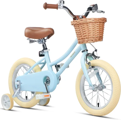 Vista 10 de Petimini Vintage Kids Bike for Girls, 12–20 Inch Classic Bicycle with Wicker Basket & Bell, High Tensile Steel Frame, Training Wheels (12–18”), 85%