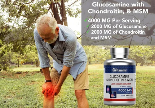 Vista 7 de Cápsulas de suplemento de glucosamina, condroitina y MSM (4000 mg x 240 cápsulas) para hombres y mujeres Potente suplemento de apoyo articular*