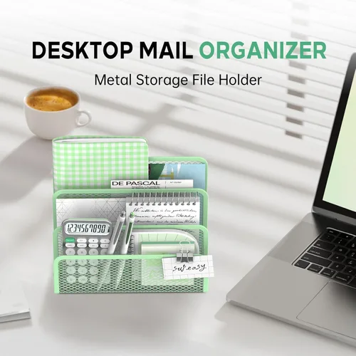 Vista 3 de Organizador de correo para escritorio, soporte para archivos de correo con Verde menta