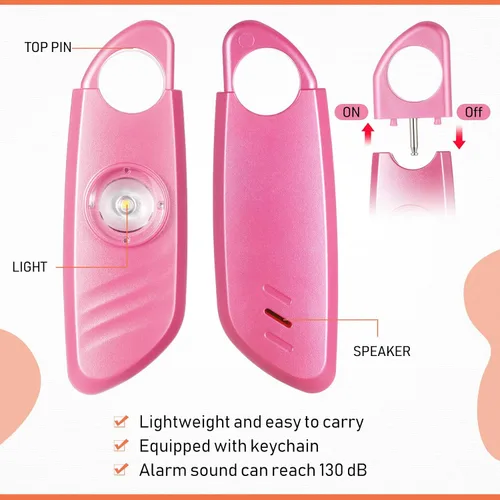 Vista 3 de Relaxweex 12 unidades de alarma de seguridad personal para mujeres con luz estroboscópica LED y 12 llaveros de 130 dB de sonido fuerte sirena