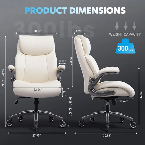 Vista 2 de MALOL Sillas ergonómicas de oficina ejecutivas de respaldo alto, silla de computadora resistente con soporte lumbar, brazos abatibles y tapicería
