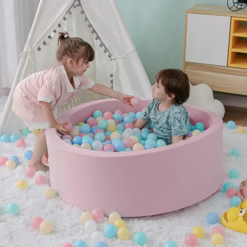 Vista 7 de SHJADE Piscina de pelotas de espuma para niños pequeños, 35.4"x 11.8" Piscina de pelotas para niños, Piscina de pelotas redonda suave para bebés
