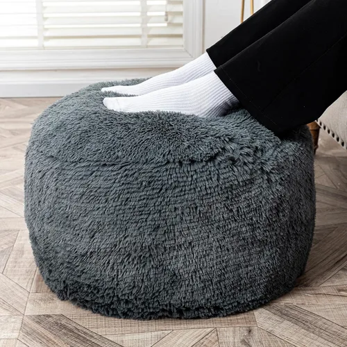 Vista 11 de Asuprui Puf otomano para el suelo, reposapiés otomano, sin relleno, 20 x 20 x 12 pulgadas, asiento redondo, puf, silla plegable, almacenamiento