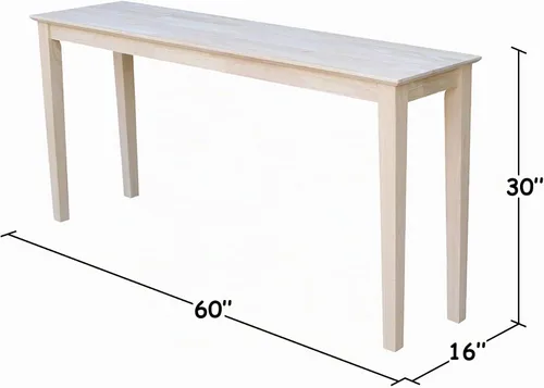 Vista 2 de Mesa para consola de madera sólida, sin acabado, Metal, madera, Unfinished