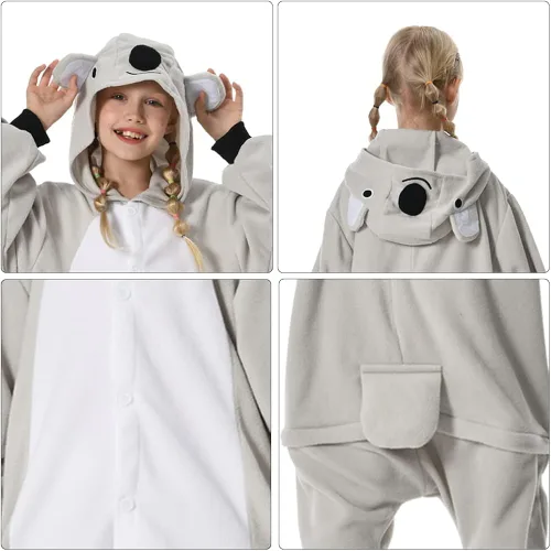 Vista 6 de GONAAP Unisex Kids Onesie Plush One Piece Pajamas Cosplay Animal Onesie Girls Family Costume