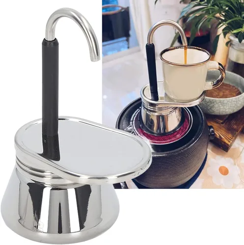 Vista 5 de CHICIRIS Cafetera para estufa, olla de moca ligera de acero inoxidable de una sola boquilla para acampar al aire libre, uso doméstico