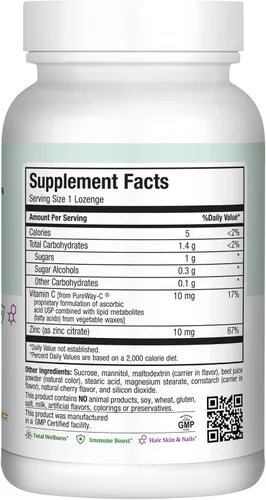 Vista 5 de Maxi-Health Pastillas de zinc – Citrato de zinc 10 mg – con vitamina C – Sabor a cereza – 60 masticables – Kosher