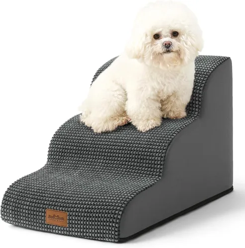 Vista 20 de COZY KISS Escaleras para perros pequeños de 11.8 pulgadas de alto, escalón curvado para cachorros, gatos mayores, rampa mediana para mascotas