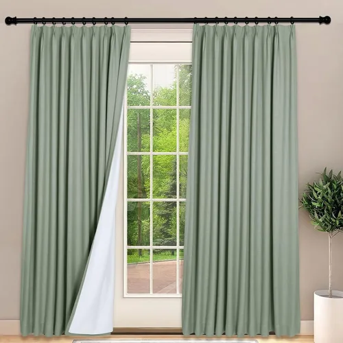 Vista 22 de Frelement Cortinas 100% opacas con forro térmico, cortinas de lino para decoración de Navidad, cortinas plisadas con aislamiento térmico