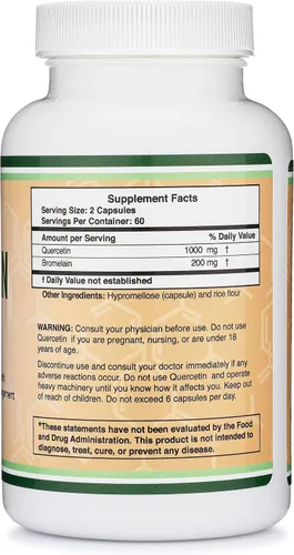 Vista 4 de Double Wood Supplements Paquete de quercetina y zinc: apoya la salud del sistema inmunológico (120 unidades de quercetina y 300 unidades de zinc)