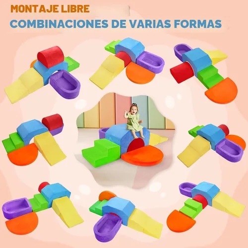 Vista 6 de Bloques de escalada de espuma suave de 6 piezas para niños pequeños y bebés - Juego de juguetes de escalada para bebés de interior, gimnasio