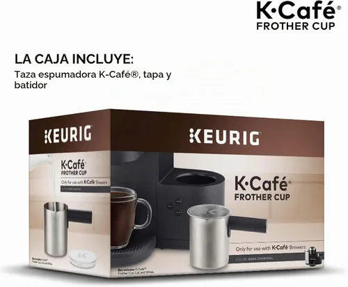Vista 2 de Keurig Funciona con leche no láctea, espuma caliente y fría, solo cafeteras compatibles K-Café, 34 onzas, espumador de carbón