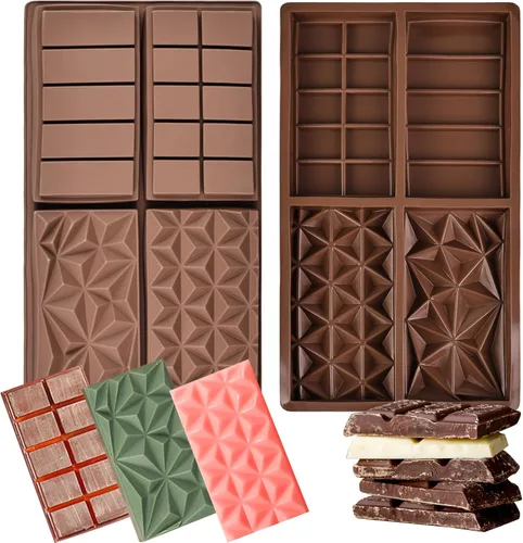 Vista 9 de Moldes de silicona para chocolate, molde de barra de chocolate antiadherente, 3 moldes de silicona de grado alimenticio, adecuado para hacer dulces