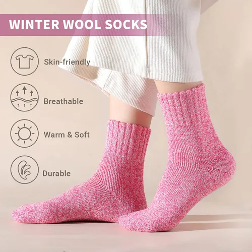 Vista 4 de Clothclose 5 Pairs Wool Socks - Warm Wool Socks For WomenMen Super Soft Crew Socks Boot Socks Thick Knit Cozy Socks