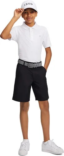 Vista 6 de IZOD Polo Performance Golf Grid de manga corta con cuello elástico para niños