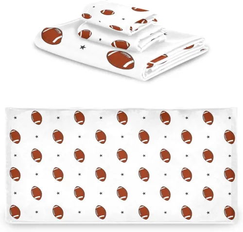Vista 2 de Naanle Simple Style American Football Stars - Juego de 3 toallas decorativas de lujo, 1 toalla de baño+1 toalla de mano + 1 toallita, multiusos