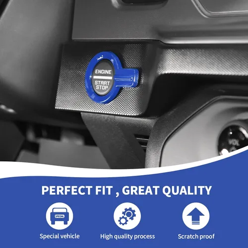 Vista 4 de RAZPOY para Bronco Cubierta de Botón de Arranque por Empuje, Moldura de Botón de Arranque y Parada del Motor Compatible con Accesorios Interiores
