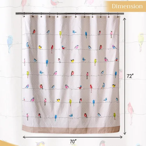 Vista 4 de Maison d' Hermine Cortina de ducha 100% algodón, un panel, 70 x 72 pulgadas, cortinas de ducha de tela lavable para baño, fácil de colgar con 12