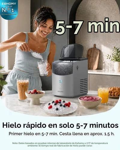 Vista 10 de Euhomy 2026 Upgraded Countertop Nugget Ice Maker, 35lbs Sonic Crushed Ice Grey