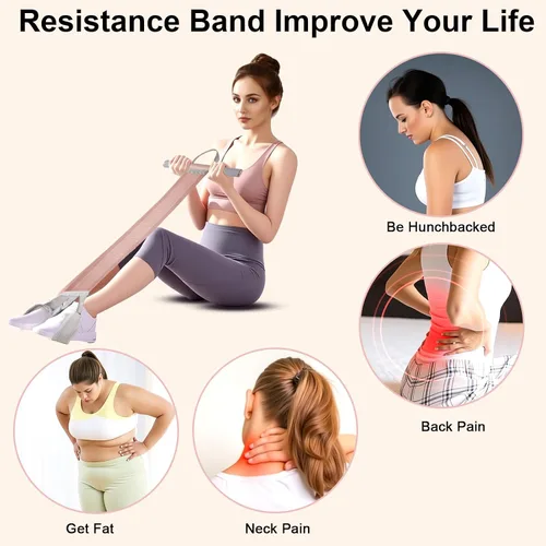Vista 4 de Fabric Resistance Band with Handles,Non-Slip Foot Pedal Puller Resistance Band for Legs & Glutes Working Out,Portable Yoga & Physical Therapy&Home 1