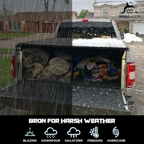 Vista 5 de Cubierta para cama de camioneta plegable dura compatible con Ford Super Duty 6.8 pies de caja estándar, 1999-2025 F250 F350 F-250 F-350